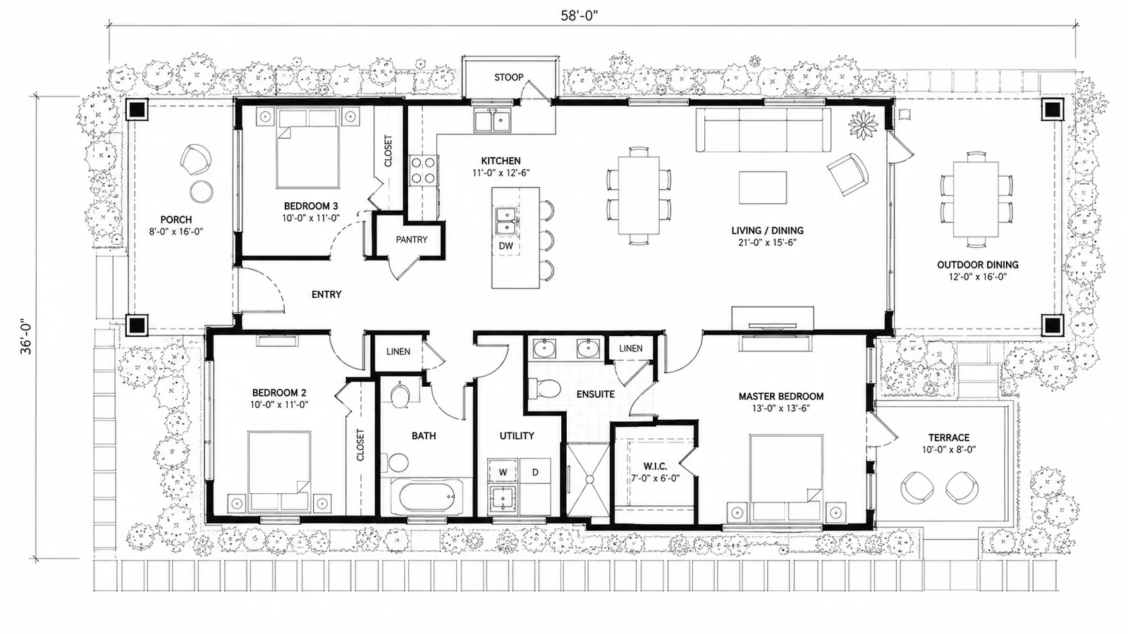 Grundriss einer Wohnung, auf dem einzelne Räume mit Markierungen versehen sind.